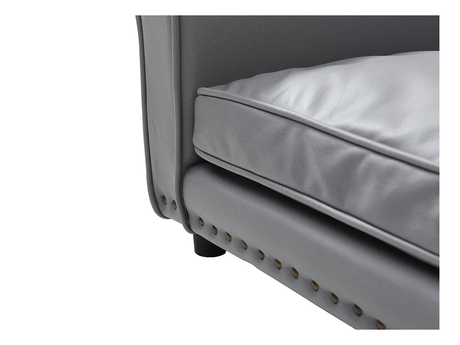 Cama para mascotas de cuero sintético - L.94 x P. 65 x A. 42 cm - Gris - GALIAMA
