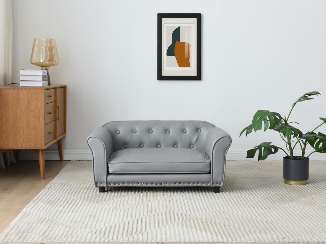 vente unique Canapé pour animaux en simili - L.94 x P. 65 x H. 42 cm - Gris - GALIAMA