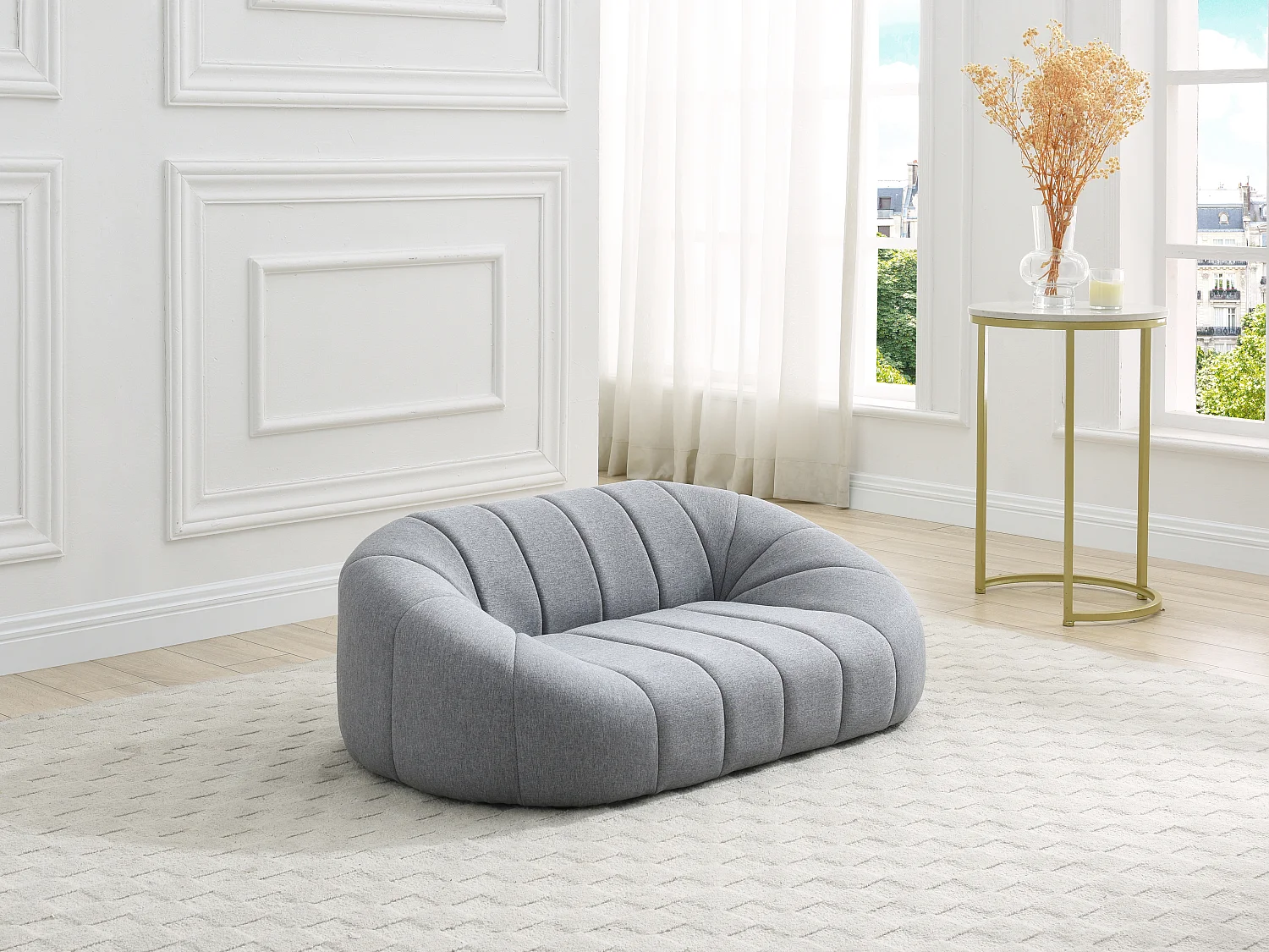 Cama para mascotas de tela gris jaspeado - L. 98 x P. 62 x A. 33 cm - PARUIMA