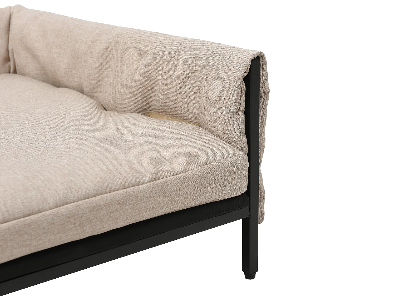 Sofá de canto para animais em linho e base em metal bege C80 x L58 x A28 cm - SIPARIA