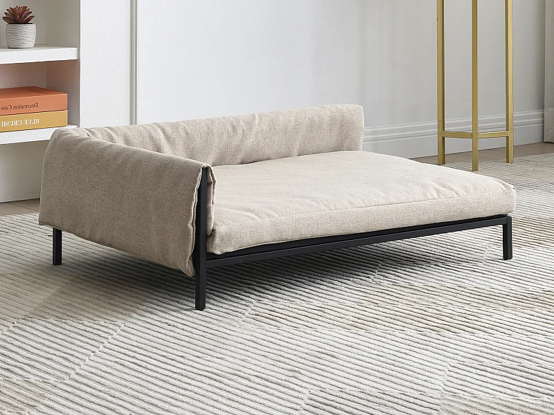 Tierecksofa - 80 x 58 x 28 cm - Leinen & Metallgestell - Beige - SIPARIA