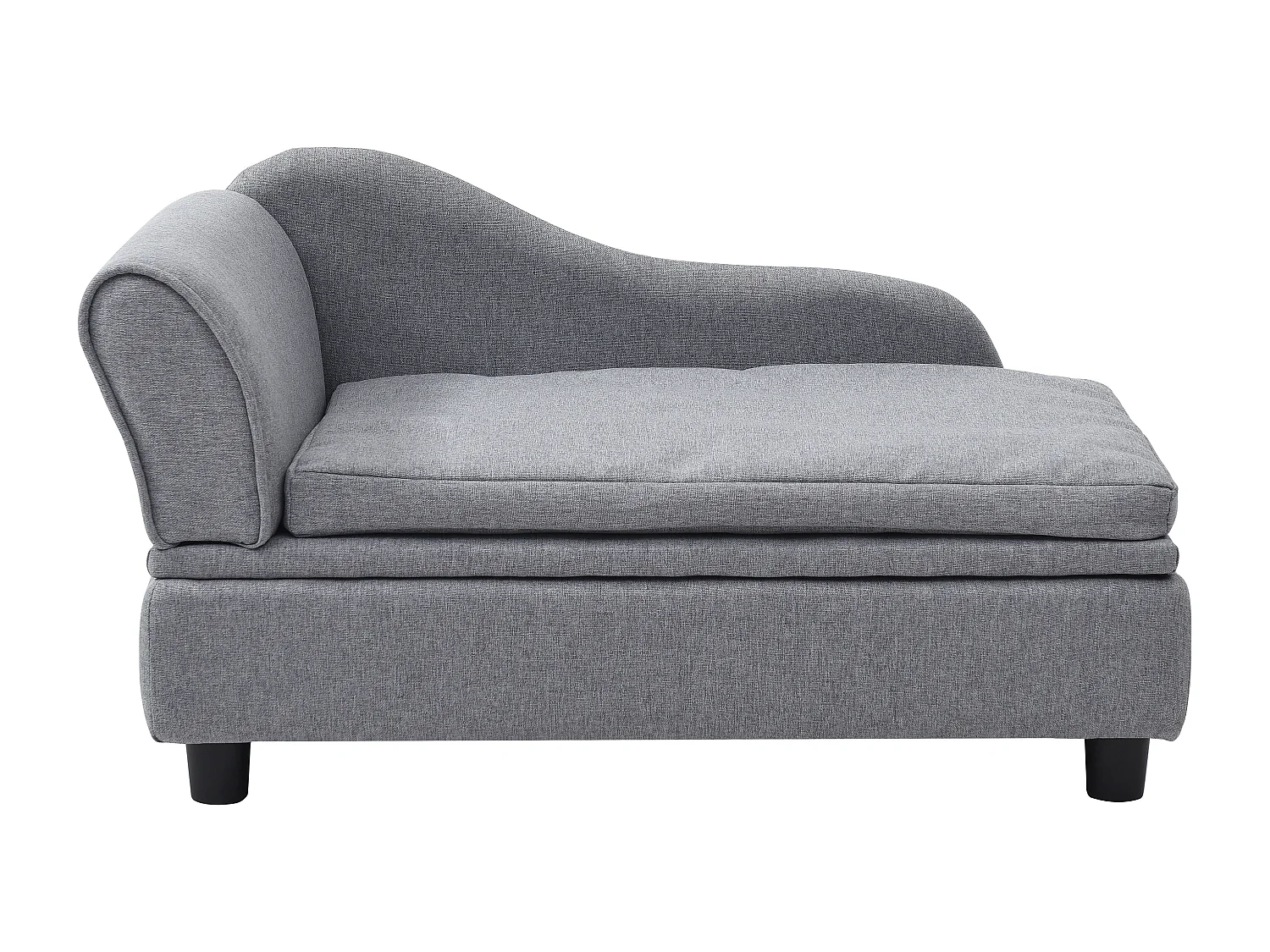 Sofá para mascotas con almacenamiento - Gris jaspeado - L. 76 x P. 45 x A. 42 cm - BARAMITA