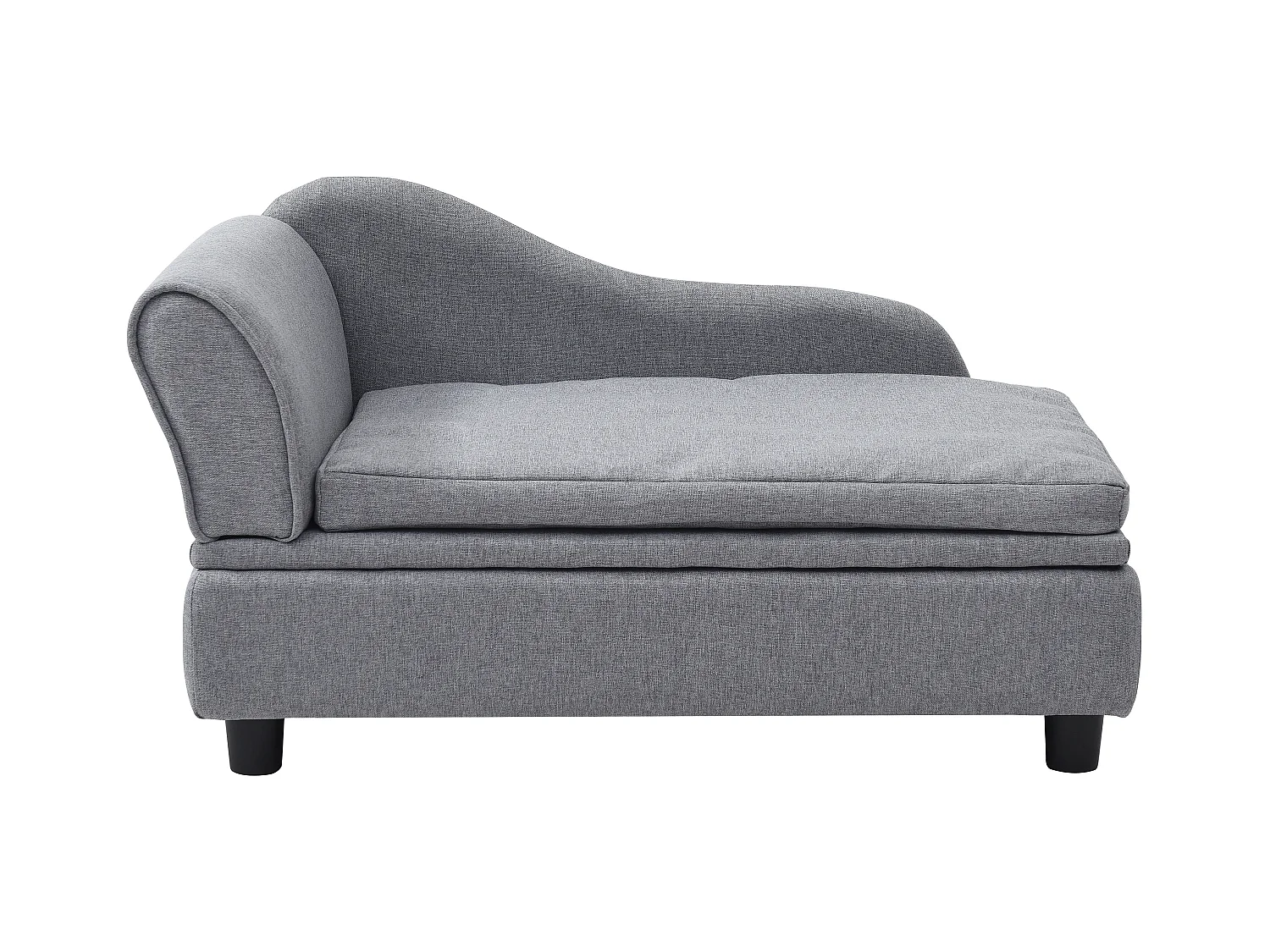 Kanapa narożna dla zwierząt ze skrzynią - Szary melanż - szer. 76 x gł. 45 x wys. 42 cm - BARAMITA