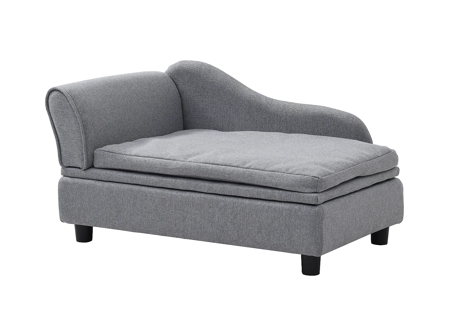 Kanapa narożna dla zwierząt ze skrzynią - Szary melanż - szer. 76 x gł. 45 x wys. 42 cm - BARAMITA