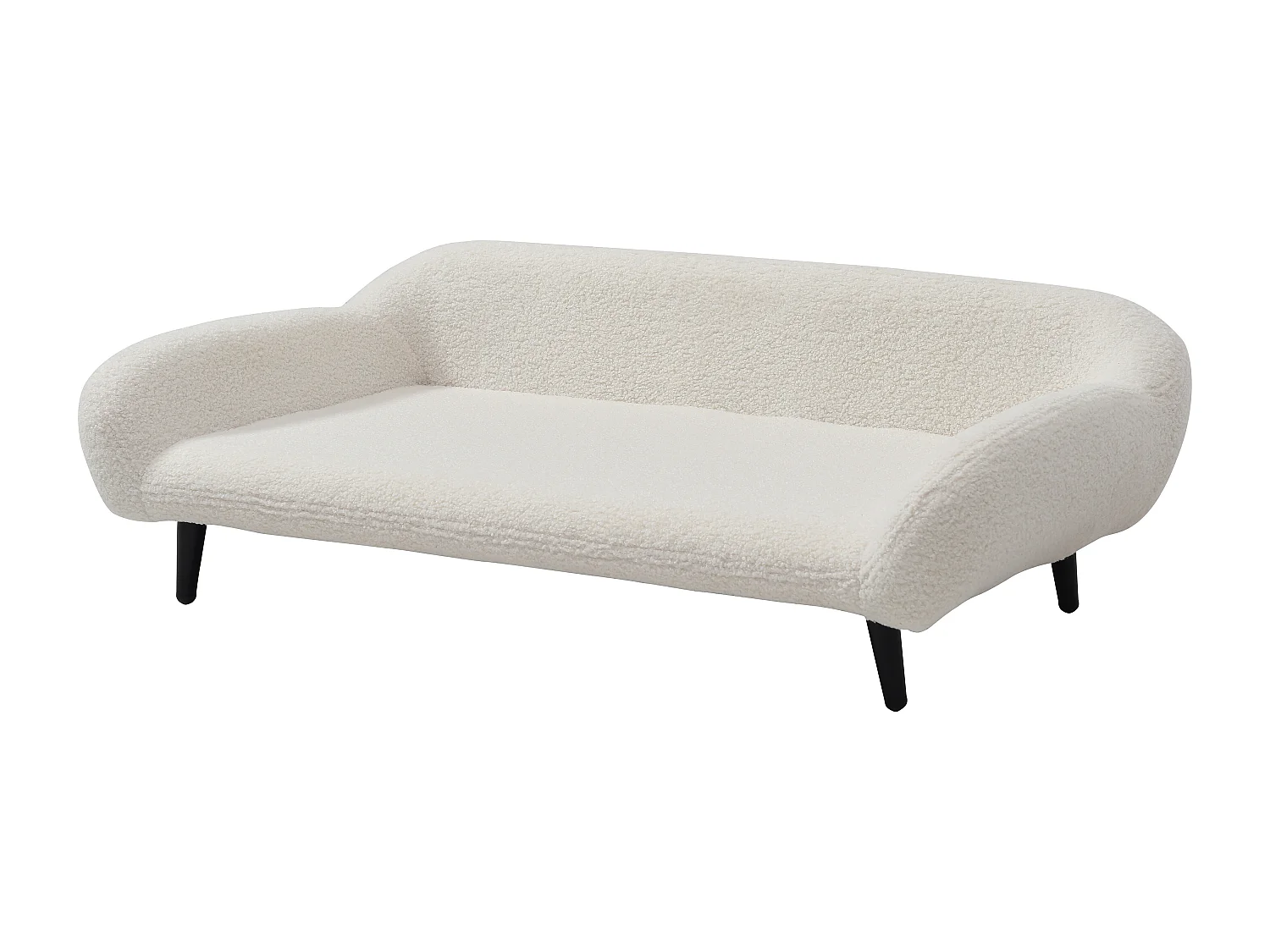 Sofá para mascotas de tela rizada y estructura de metal - L.99 x P.61 cm - Blanco crema - ZOLIA