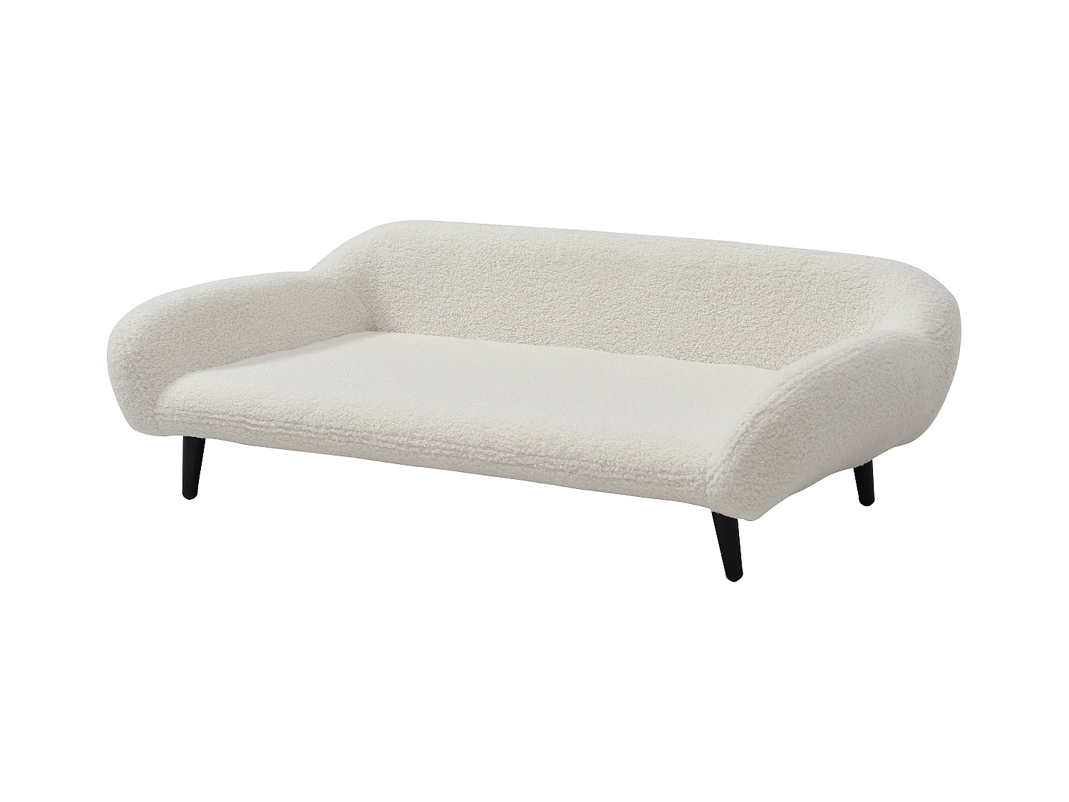 Canapé pour animaux en tissu bouclette et piètement métal - L.99 x P. 61 cm -  Blanc crème - ZOLIA