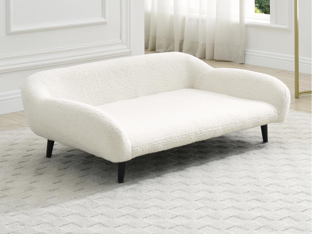 Tiersofa - 99 x 61 cm - Bouclé-Stoff & Metallgestell - Cremeweiß - ZOLIA