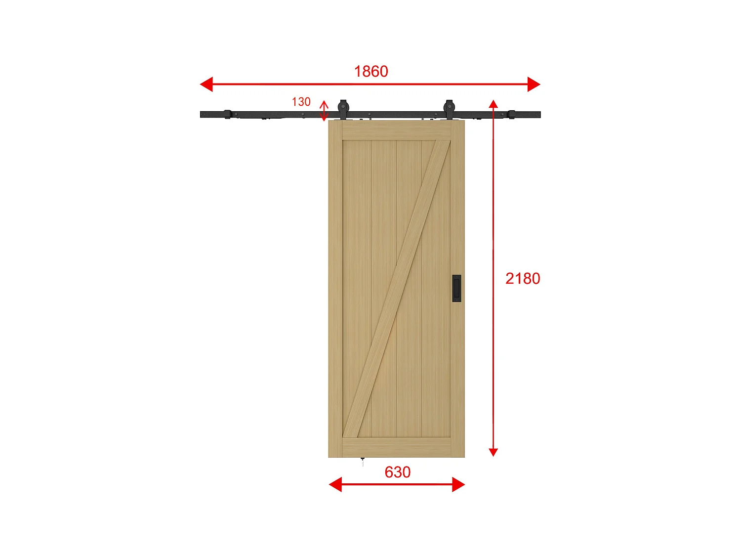 Porta scorrevole esterno muro H205 x L63 cm in Legno e MDF Naturale chiaro - BALERMA