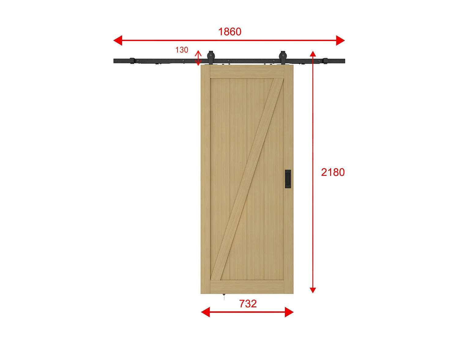 Puerta corredera en aplique de madera y MDF - Natural claro - H205 x L73 cm - BALERMA