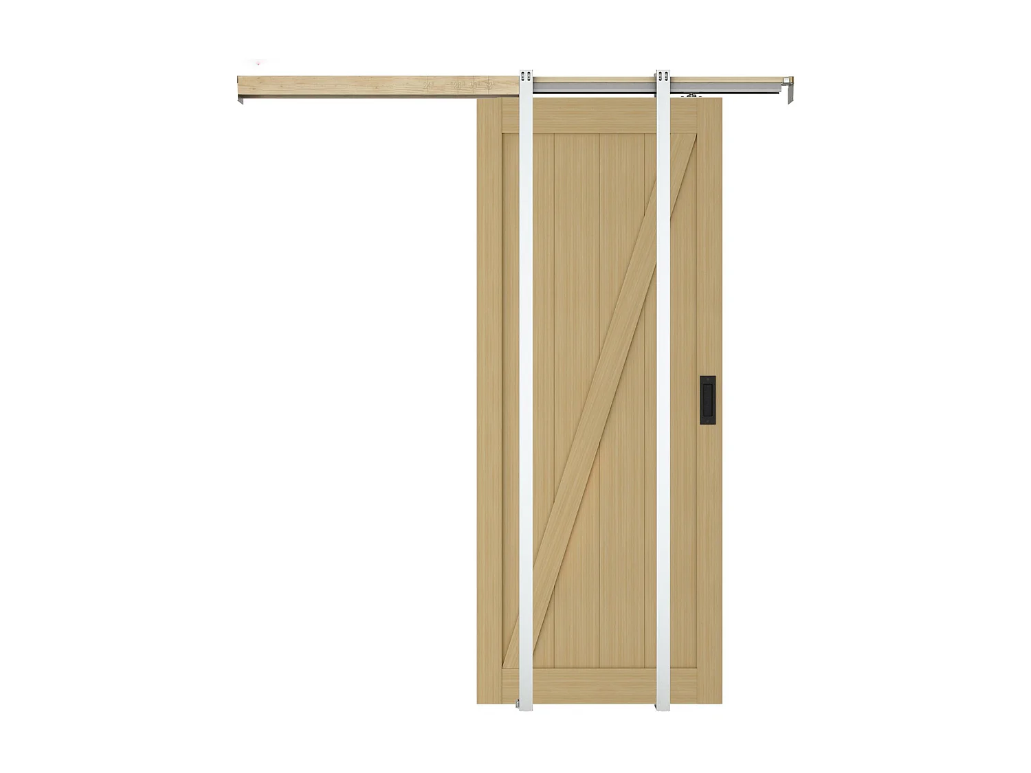 Hangende schuifdeur van hout en mdf - Licht naturel - H205 x L63 cm - BALERMA