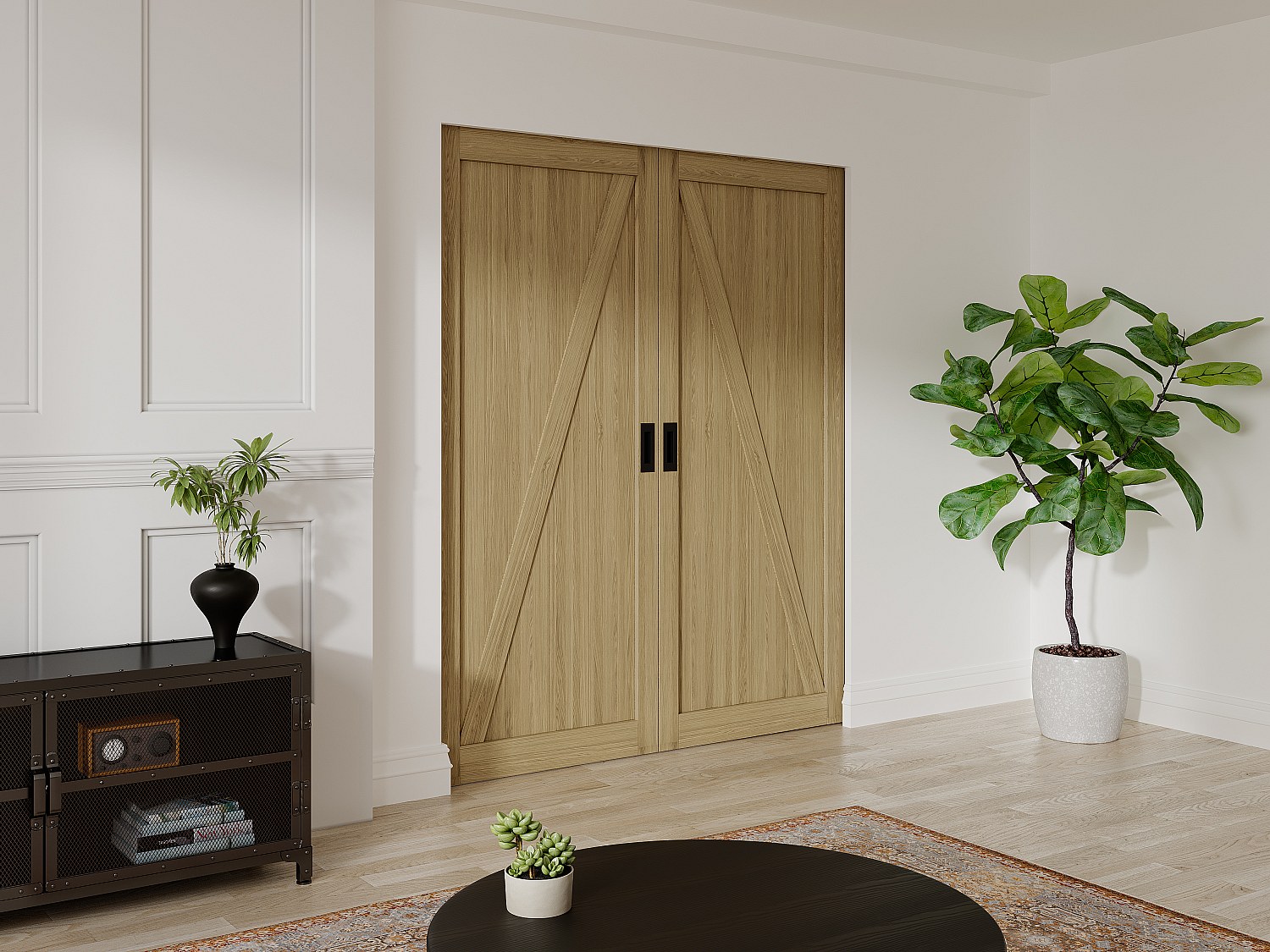 Vente-unique Doppel-Schiebetür Mit Galandage-System - Holz & Mdf - Holzfarben Hell - 2 X 205 X 63 Cm - Balerma