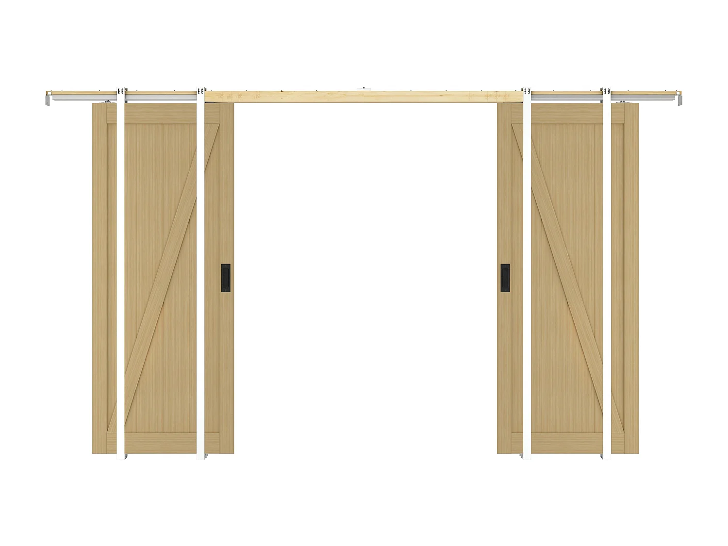Porta scorrevole doppia con sistema a incasso 2 x H205 x L73 cm  in Legno e MDF Naturale chiaro - BALERMA