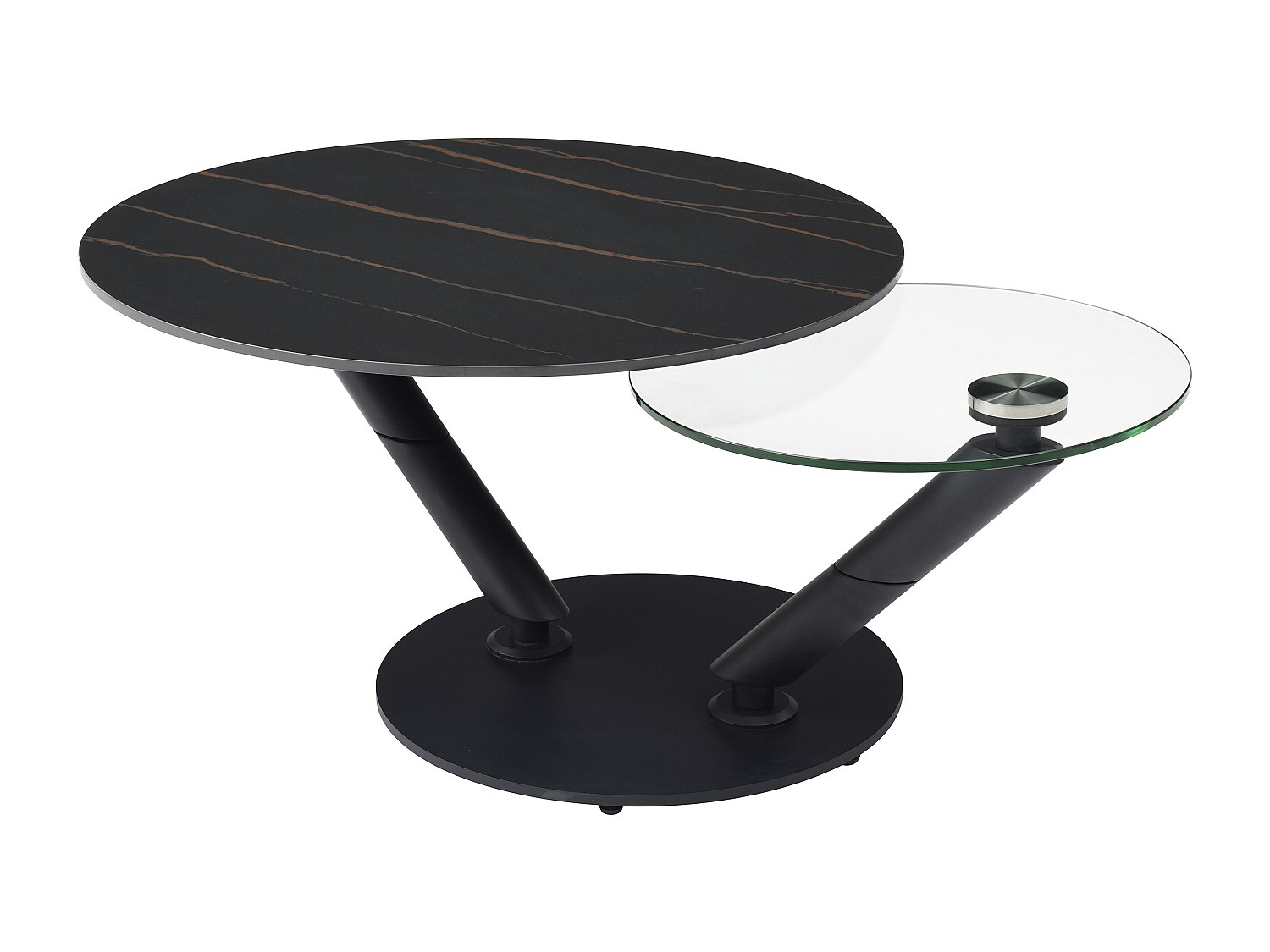 Couchtisch mit drehbaren Tischplatten - Keramik, Sicherheitsglas & Metall - günstig online kaufen