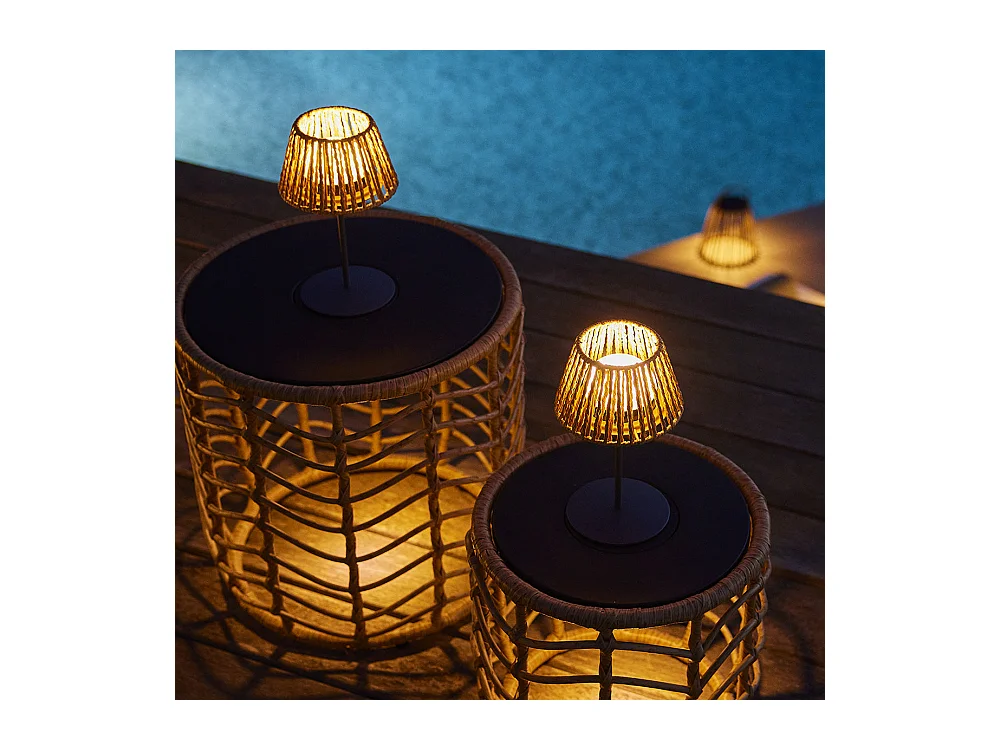 Lot de 2 lampes de table TWINS RAFFY Beige Corde H23,5 cm