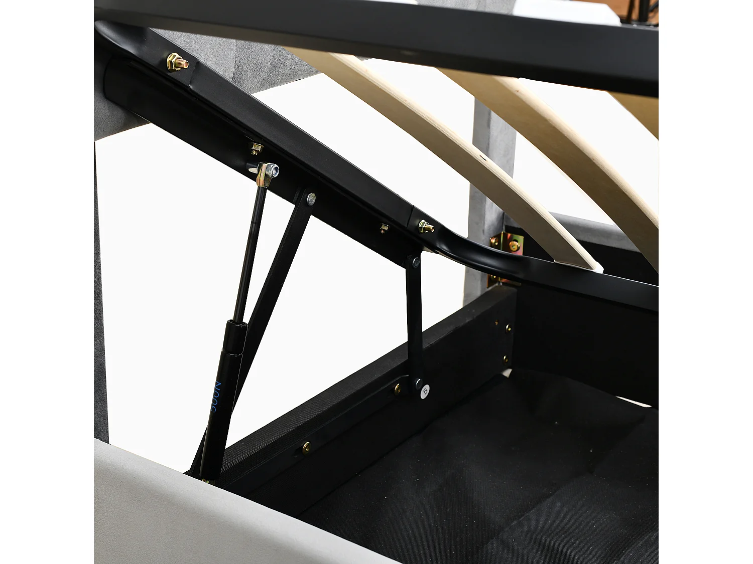 Lit coffre capitonné 180x200cm en velours - transformable en 2 lits simples - Gris