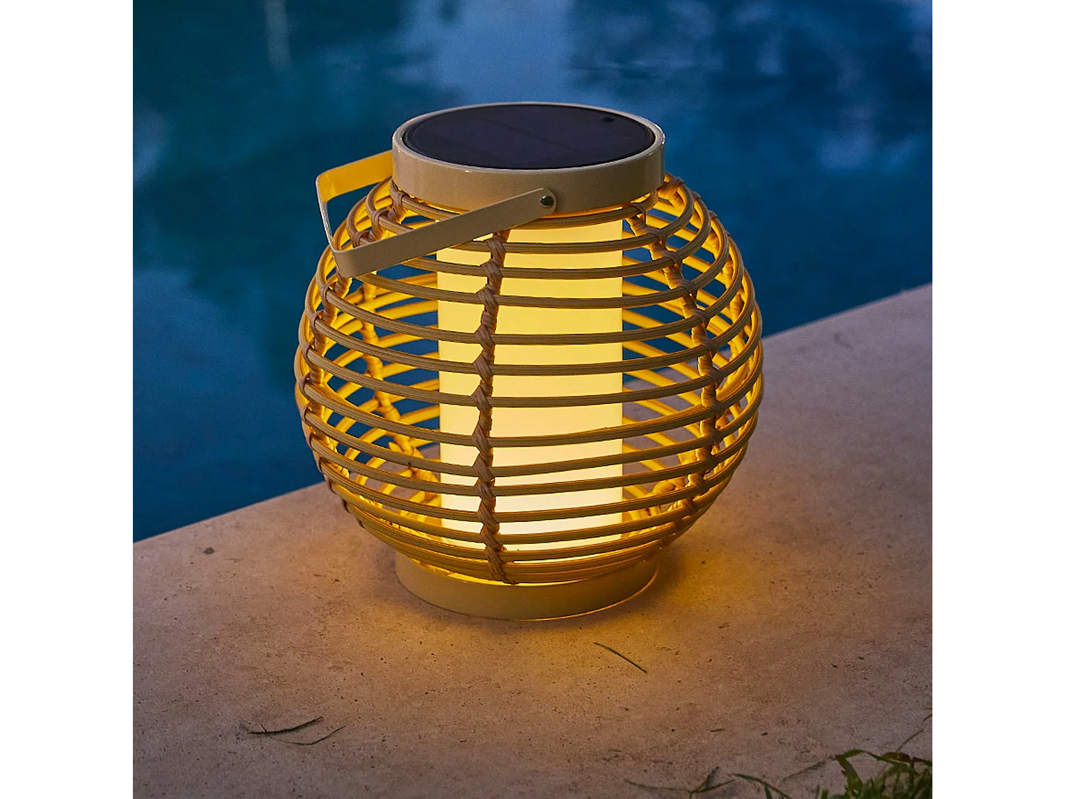 Lanterne solaire BEEHIVE Beige Metal H26cm