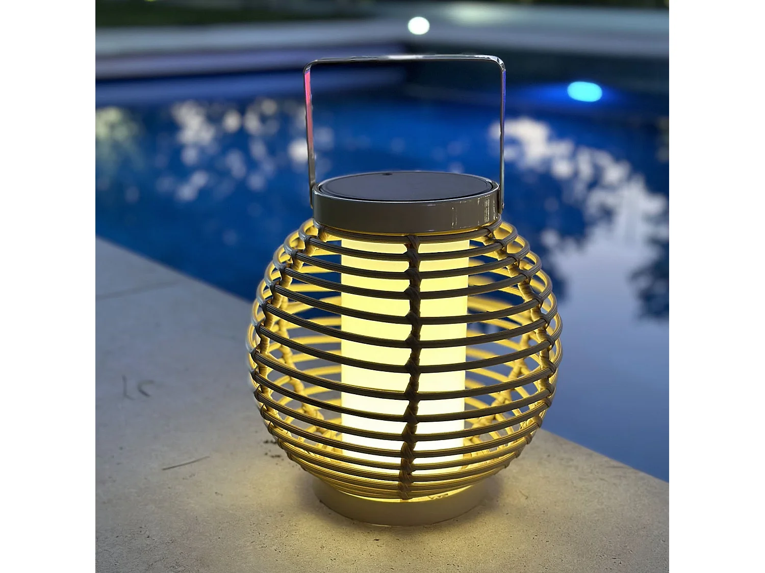 Lanterne solaire BEEHIVE Beige Metal H26cm