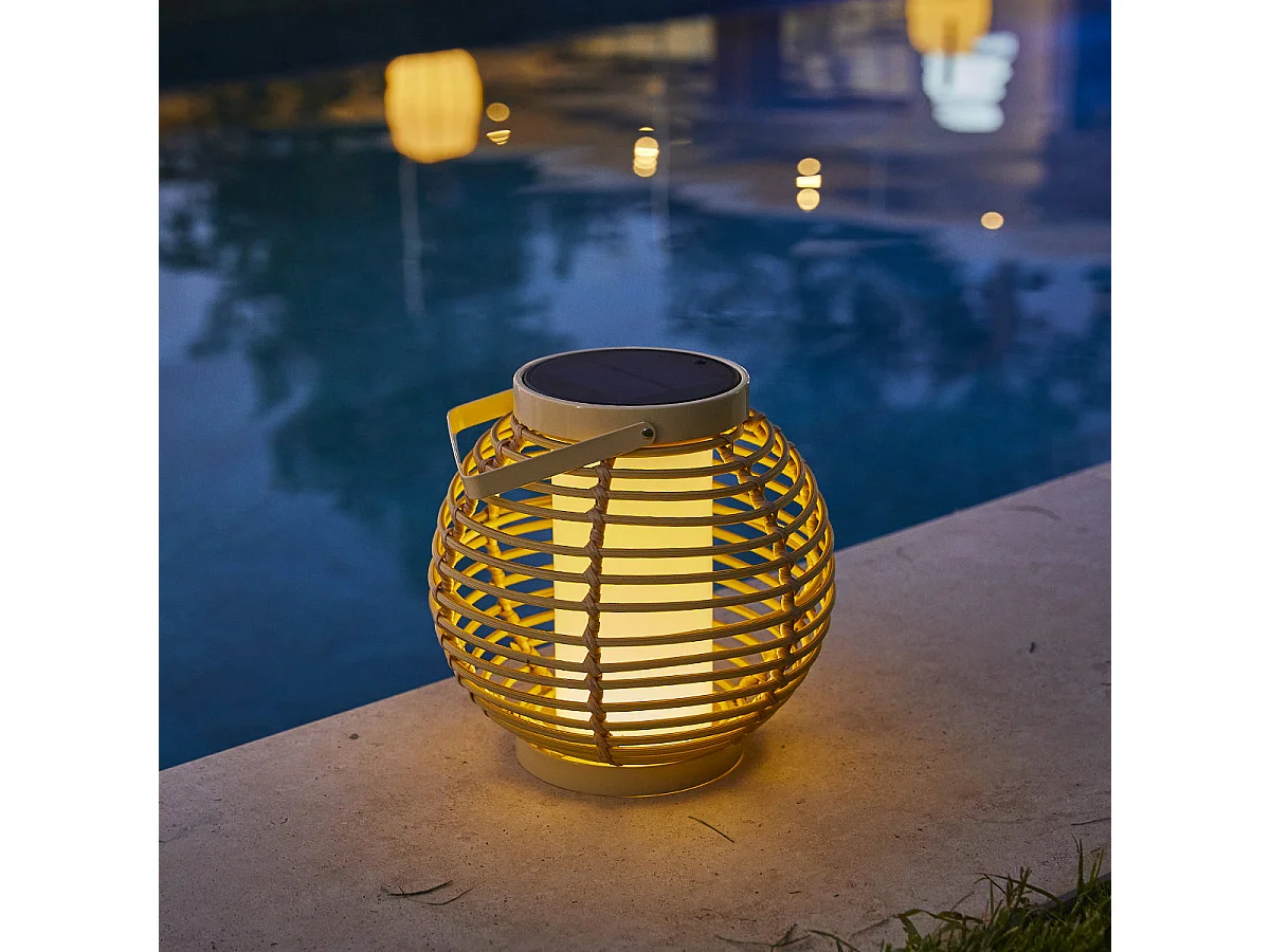 Lanterne solaire BEEHIVE Beige Metal H26cm