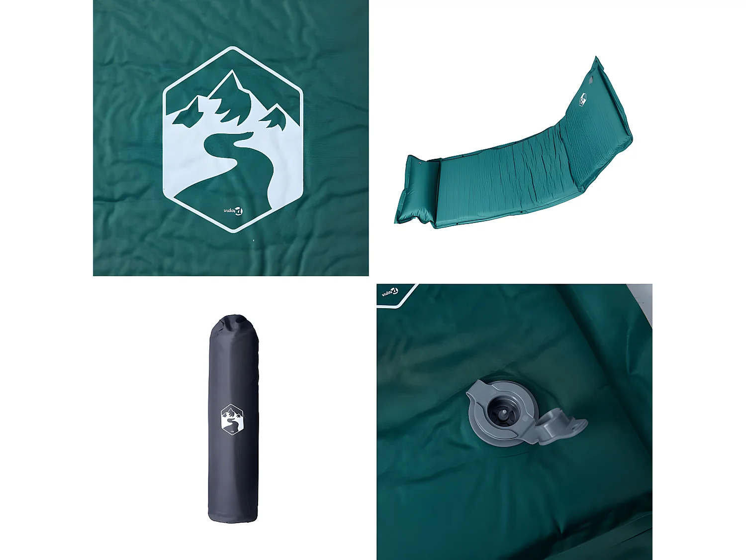 Matelas de camping autogonflant avec oreiller 1 personne vert FR100851