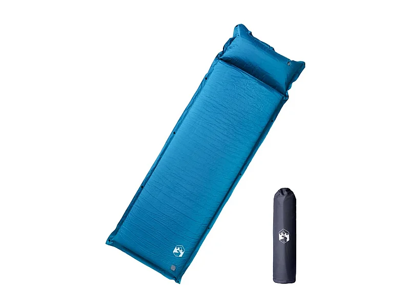 Matelas de camping autogonflant oreiller 1 personne turquoise FR149700