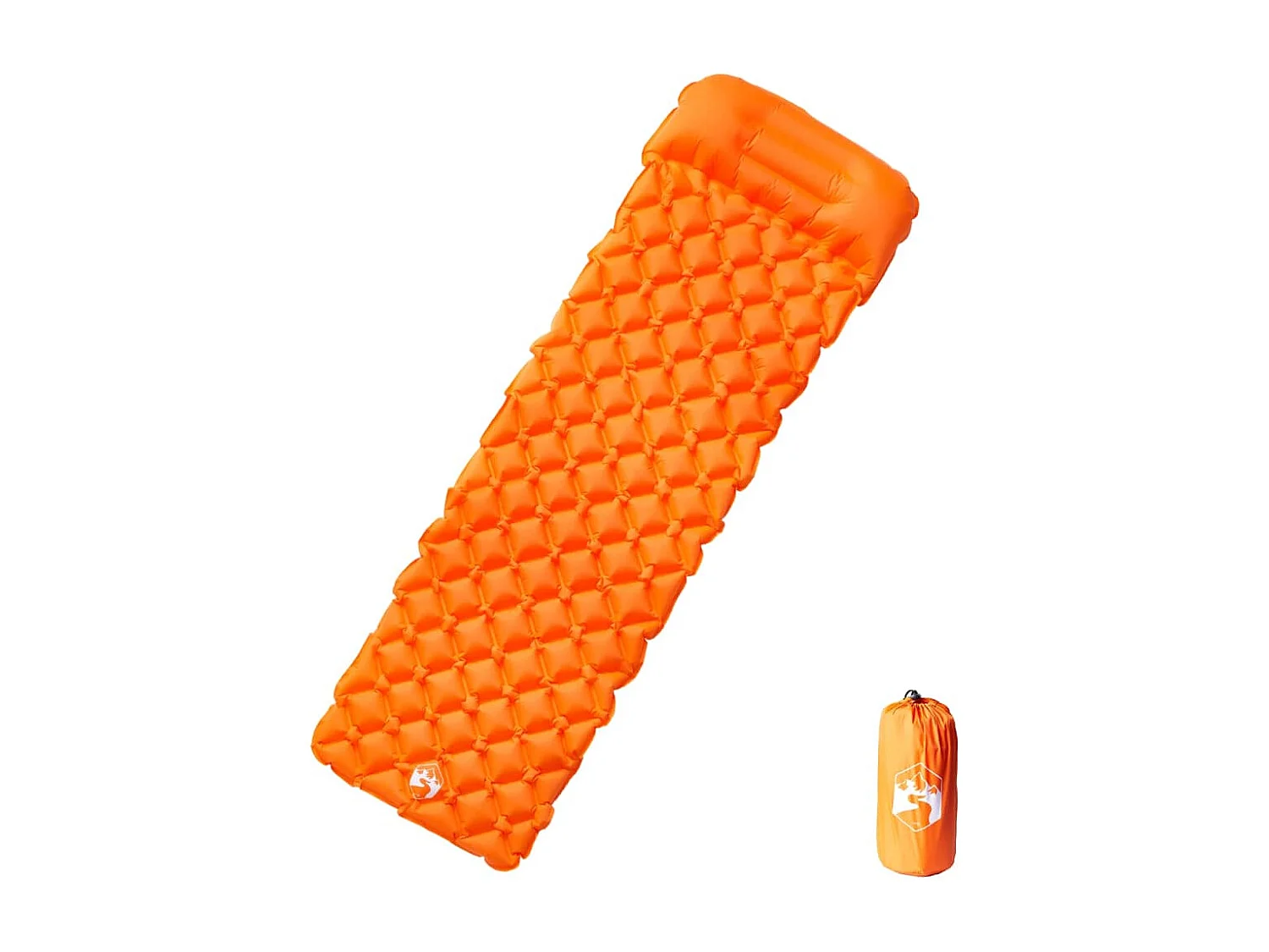 Matelas de camping gonflable avec oreiller 1 personne orange FR291423