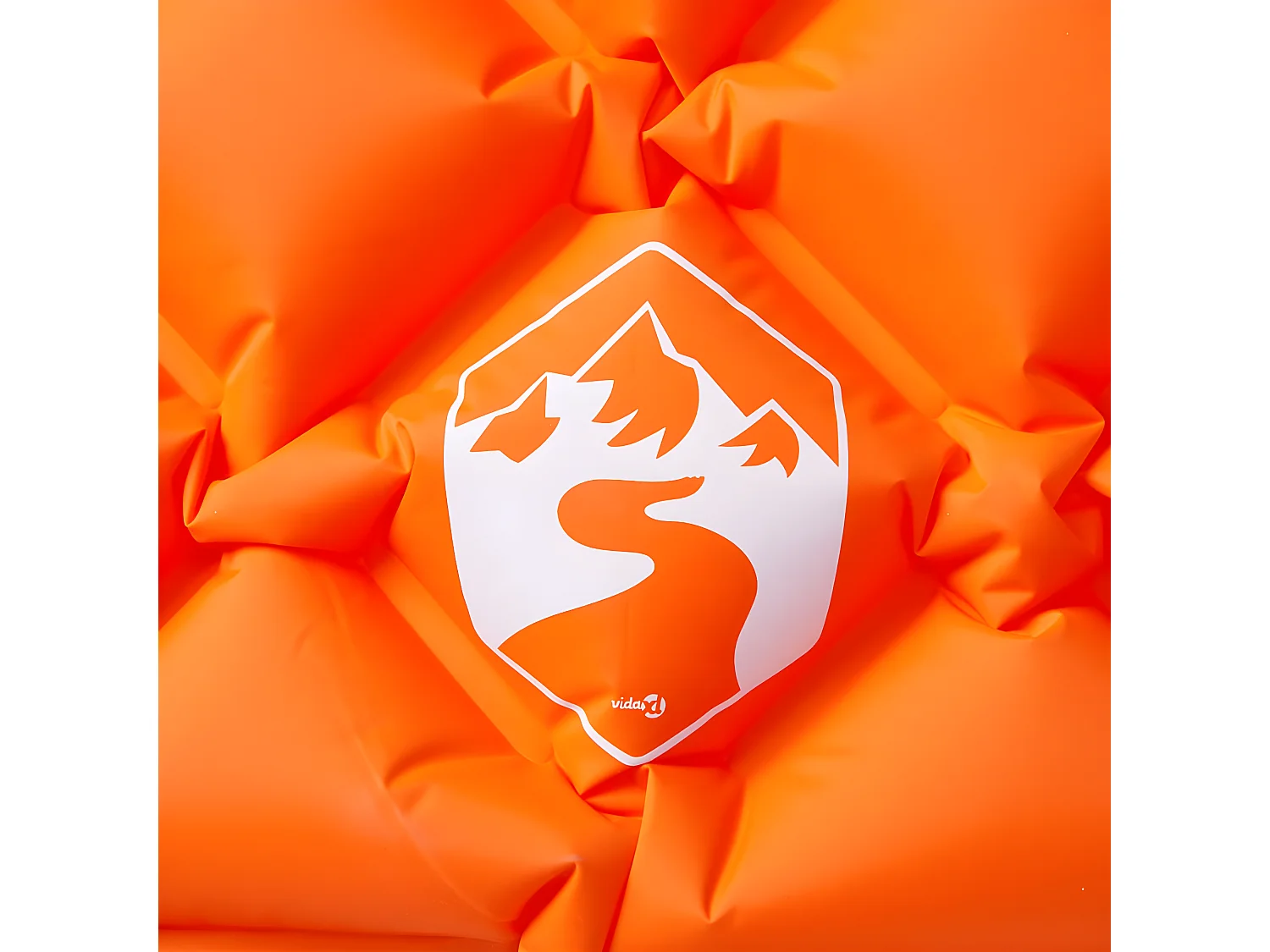 Colchón de camping inflable con almohada 1 persona naranja ES332472