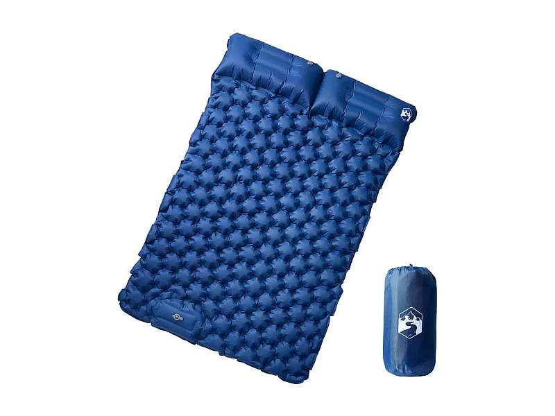 Colchón de camping autoinflable con almohadas 2 personas azul ES740489