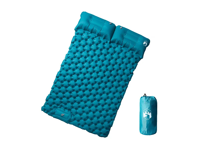 Colchón de camping autoinflable con almohadas 2 personas azul ES900151