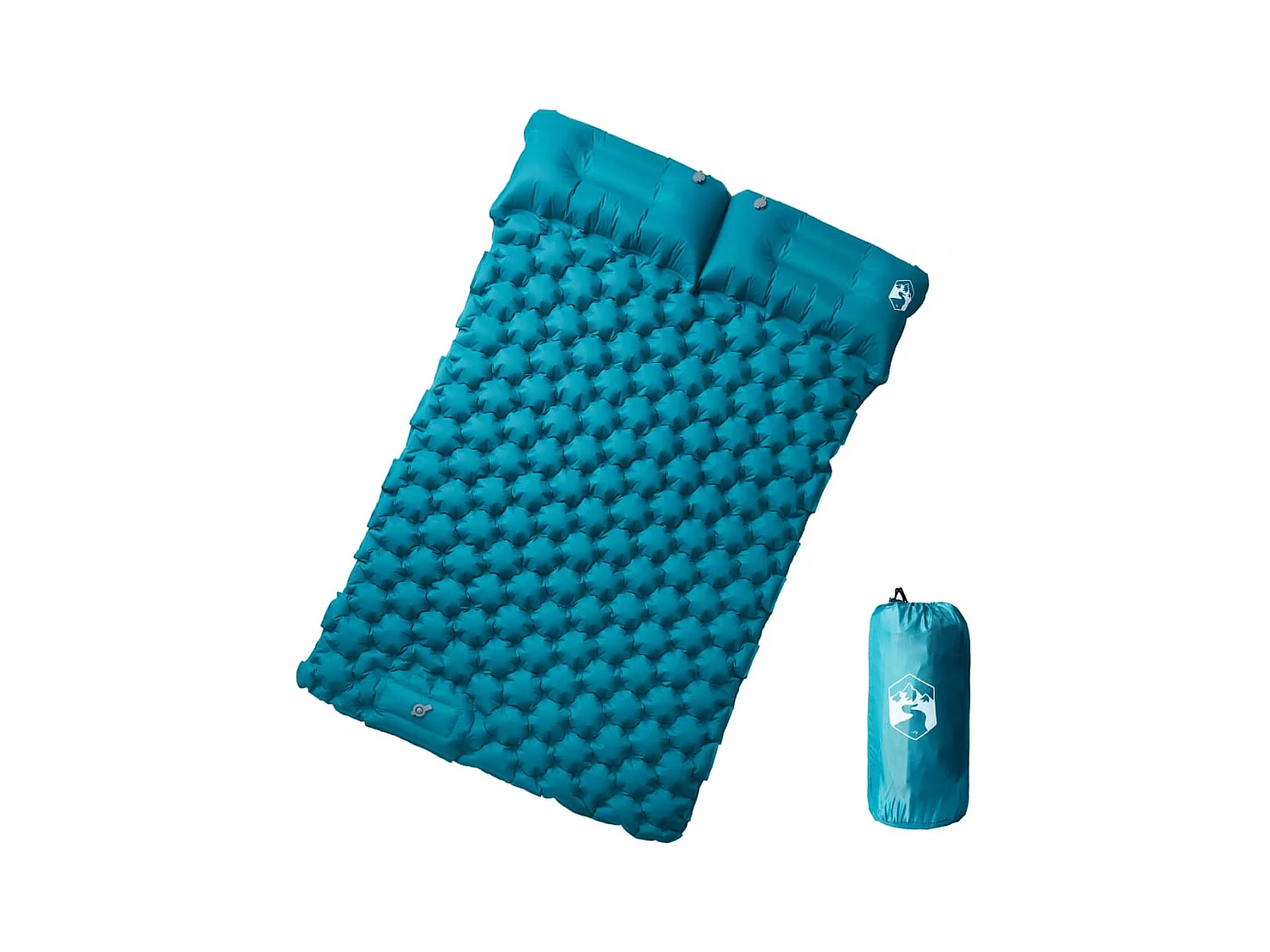 Matelas de camping autogonflant avec oreillers 2 personnes bleu FR810482