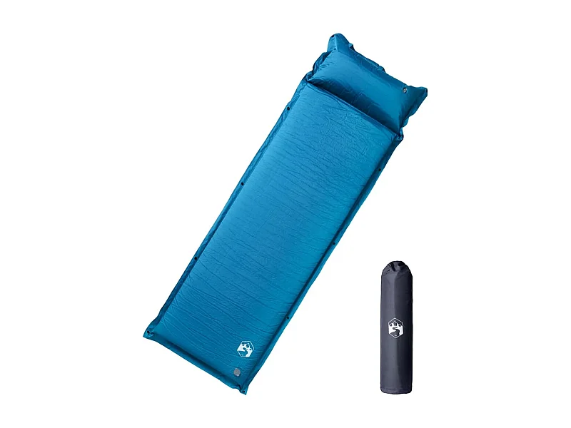 Matelas de camping autogonflant oreiller 1 personne turquoise FR711232