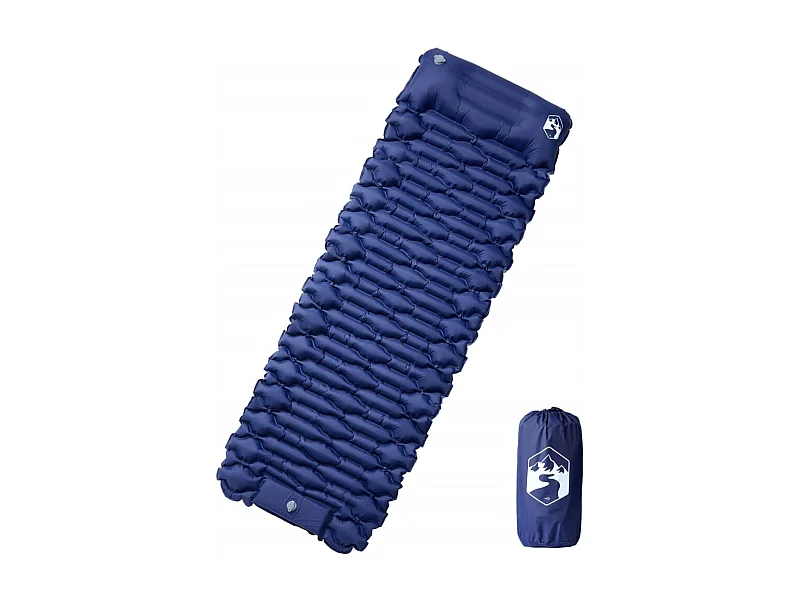 Matelas de camping autogonflant oreiller 1 personne bleu marine FR120931