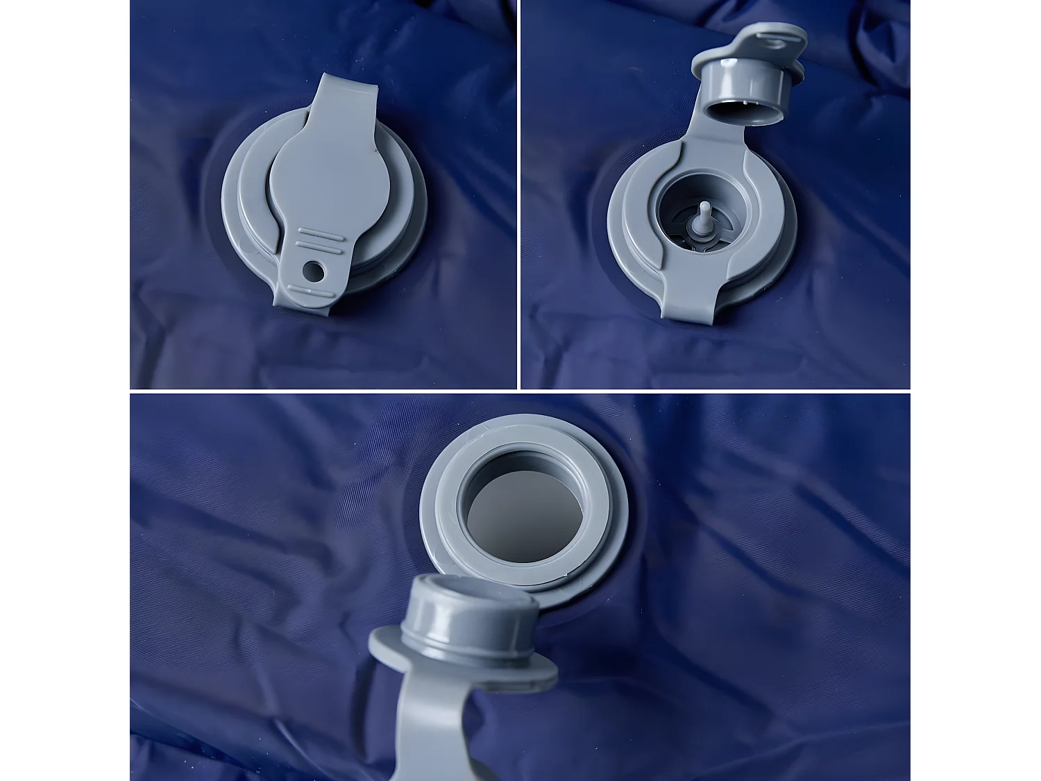 Matelas de camping autogonflant oreiller 1 personne bleu marine FR120931