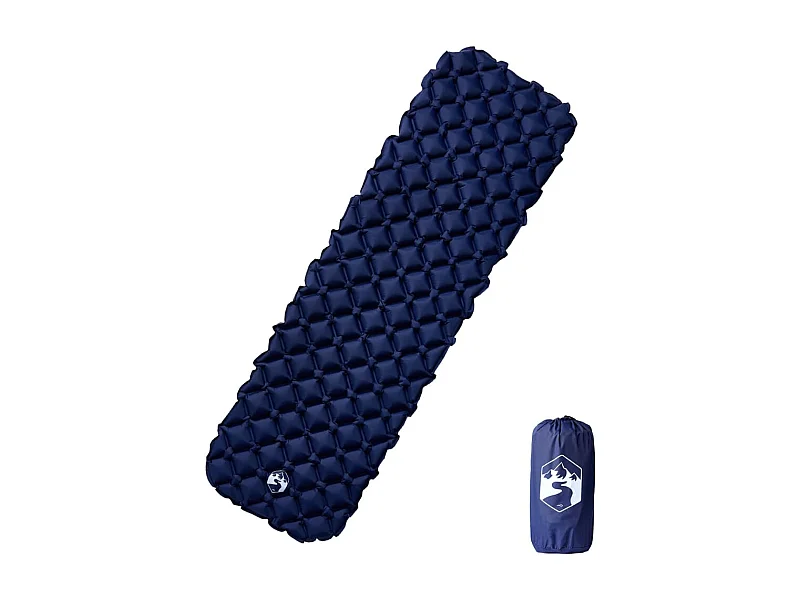 Matelas de camping gonflable 1 personne bleu marine 190x58x6 cm FR276983