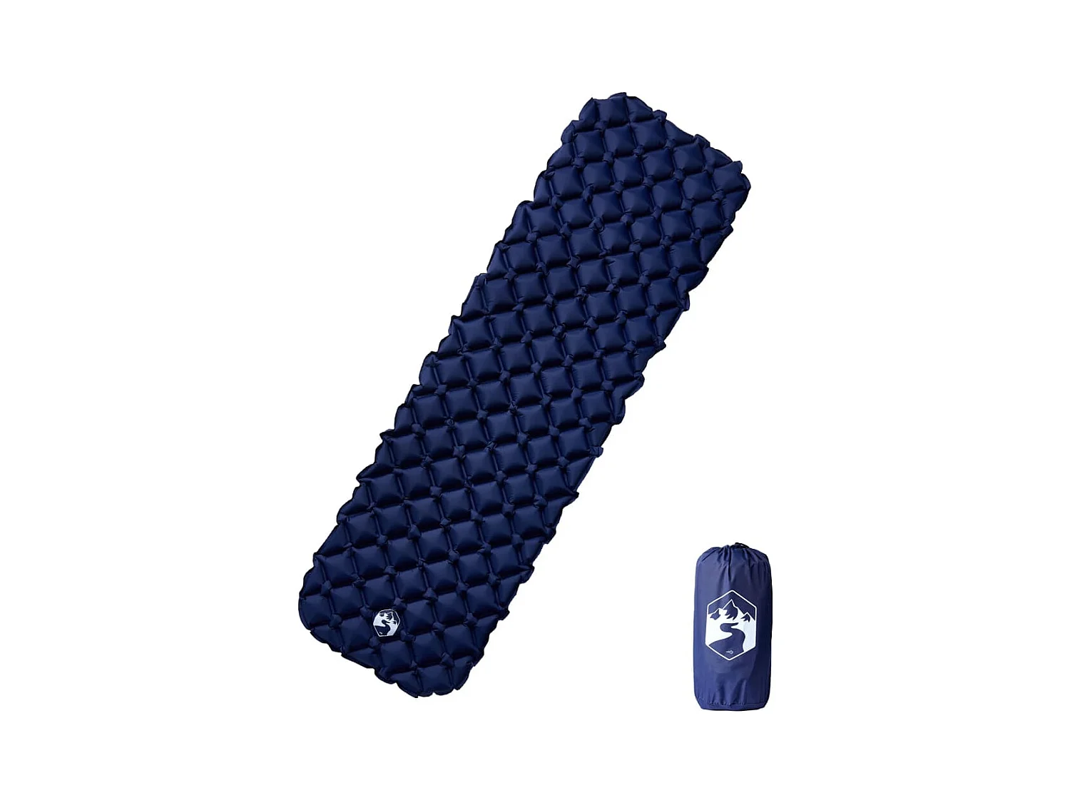 Matelas de camping gonflable 1 personne bleu marine 190x58x6 cm FR276983