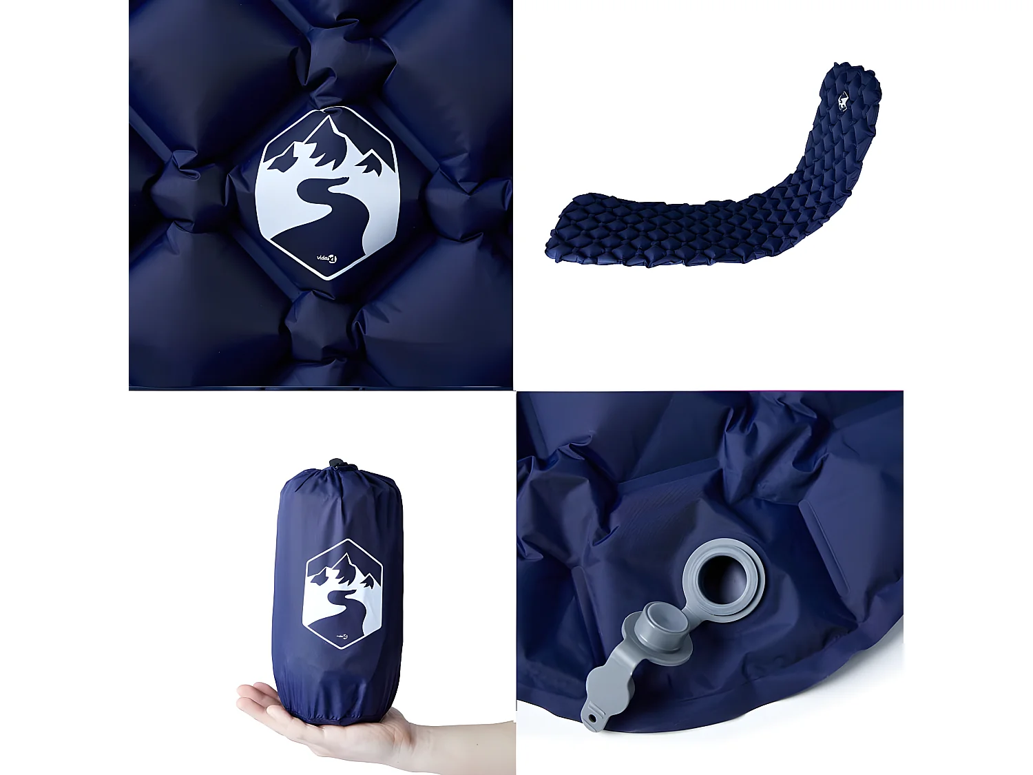 Colchão de campismo insuflável 1 pessoa 190x58x6cm azul-marinho PT826801