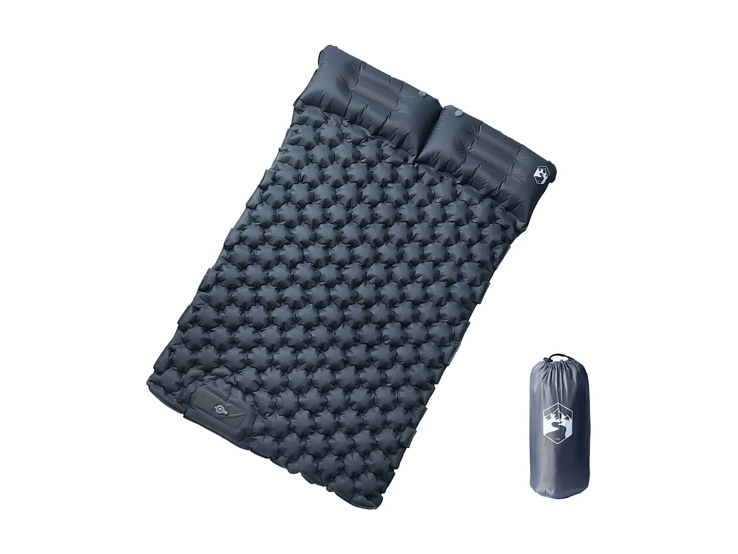Matelas de camping autogonflant avec oreillers 2 personnes gris FR931932