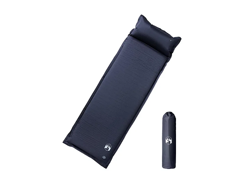 Matelas de camping autogonflant avec oreiller 1 personne gris FR333538