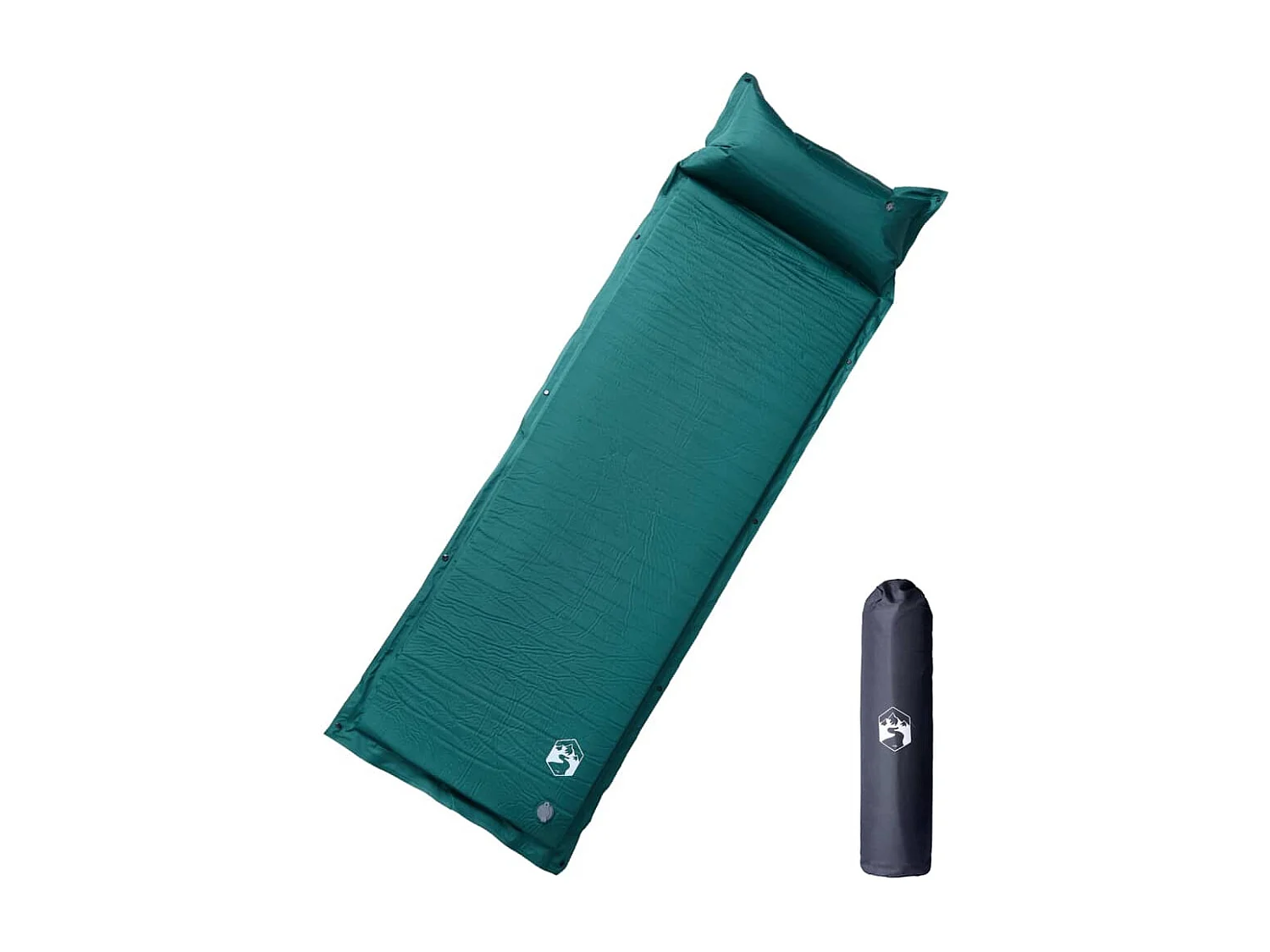 Matelas de camping autogonflant avec oreiller 1 personne vert FR525613