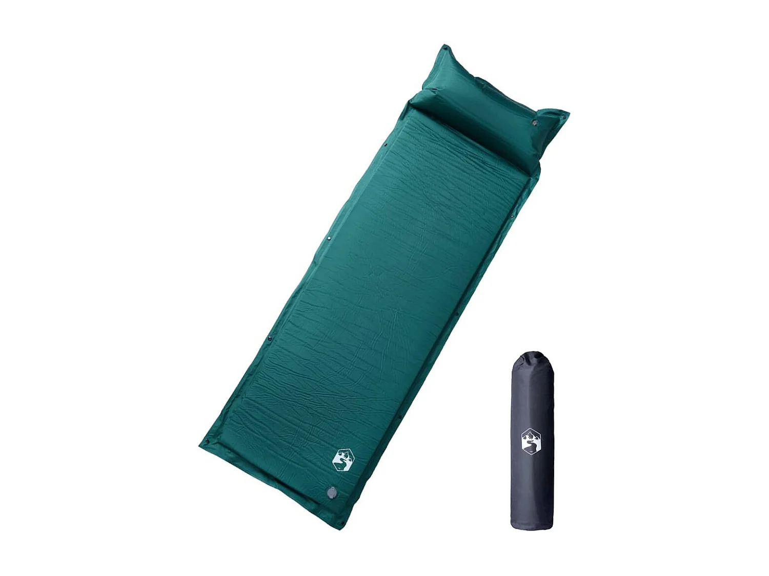 Matelas de camping autogonflant avec oreiller 1 personne vert FR942528