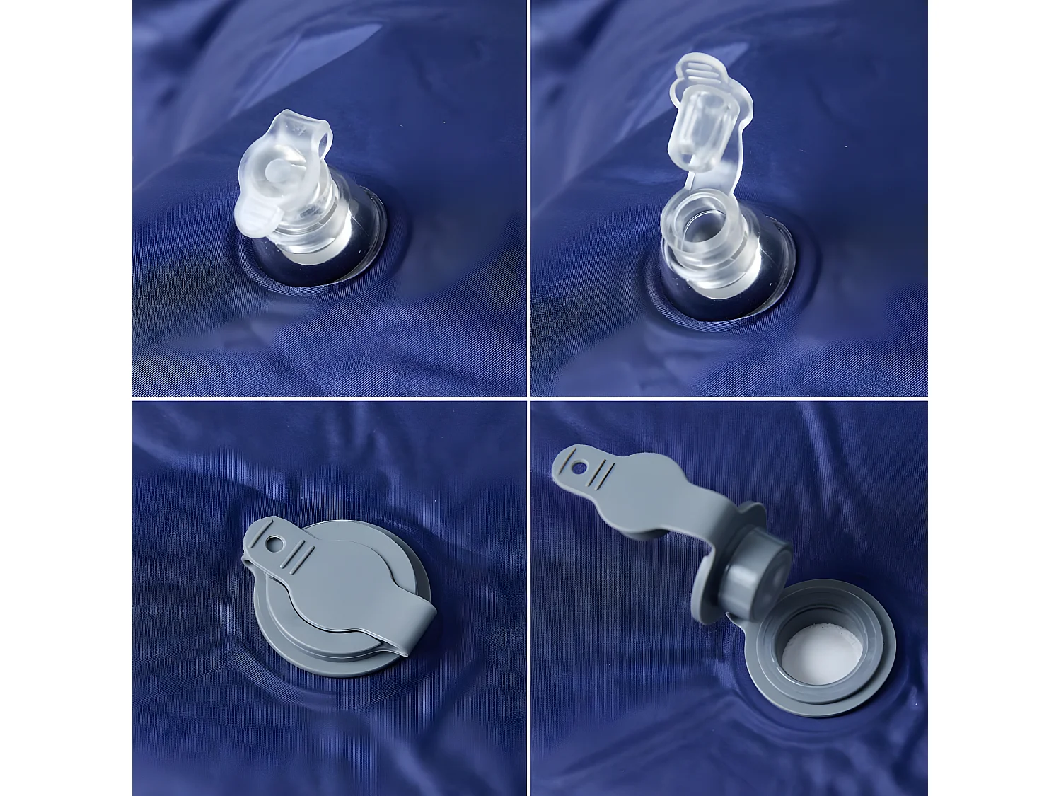 Matelas de camping autogonflant oreiller 1 personne bleu marine FR703245