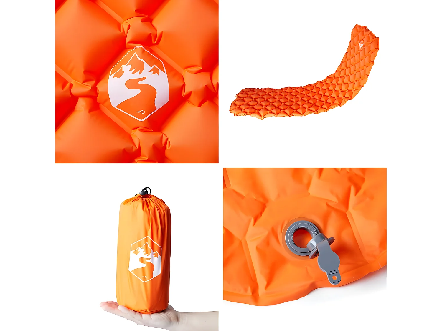 Matelas de camping gonflable 1 personne orange 190x58x6 cm FR893163