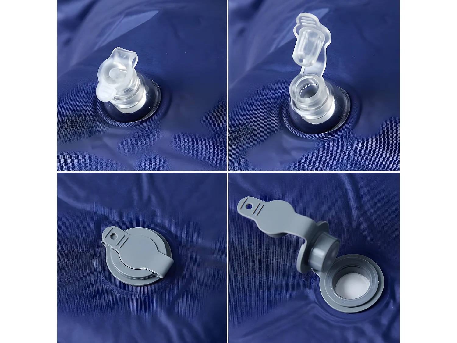 Matelas de camping autogonflant oreiller 1 personne bleu marine FR271041