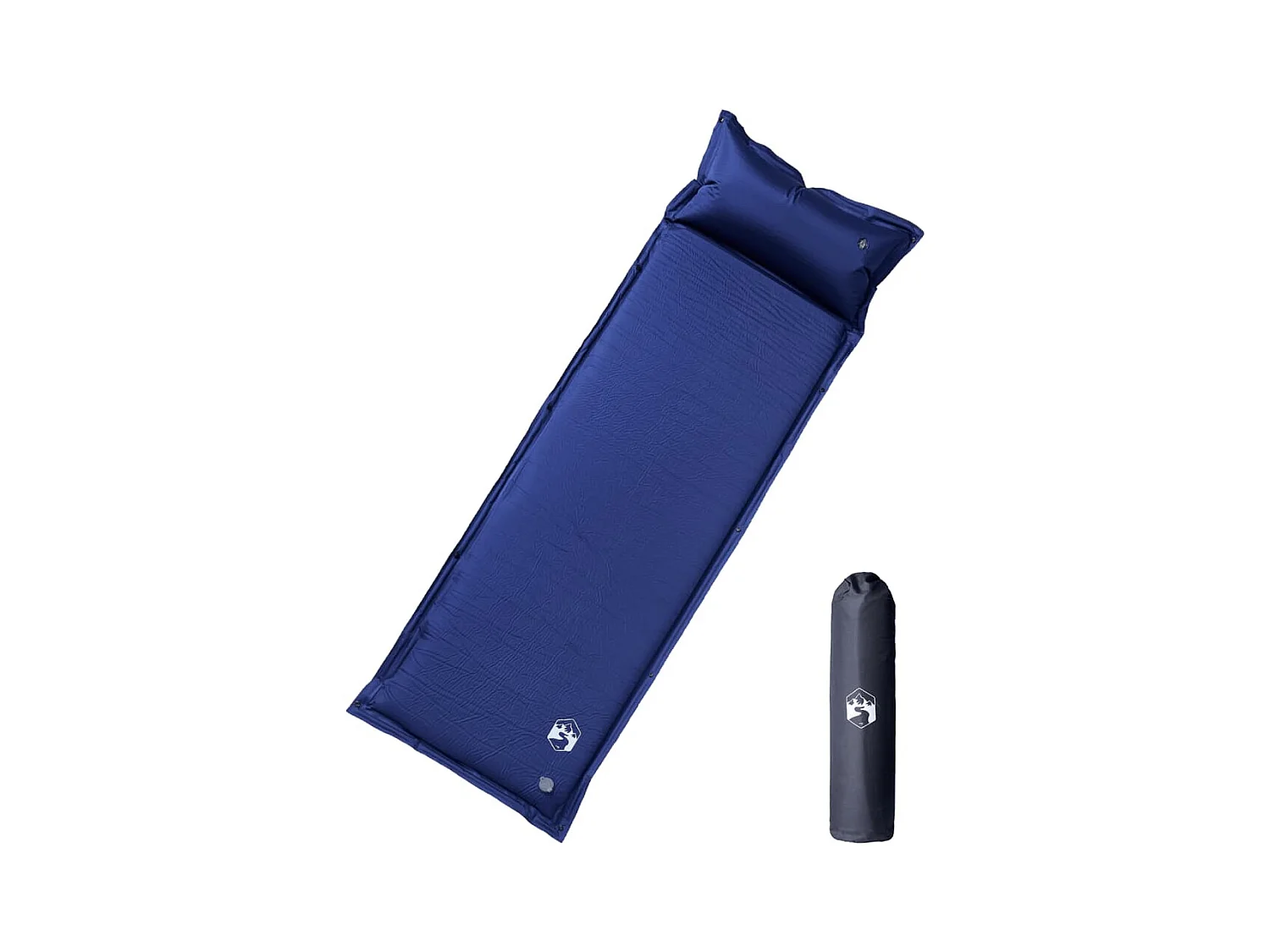 Matelas de camping autogonflant oreiller 1 personne bleu marine FR271041