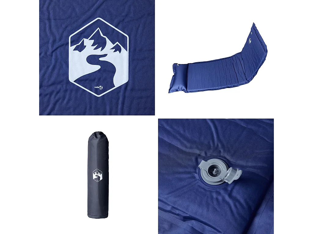 Matelas de camping autogonflant oreiller 1 personne bleu marine FR271041