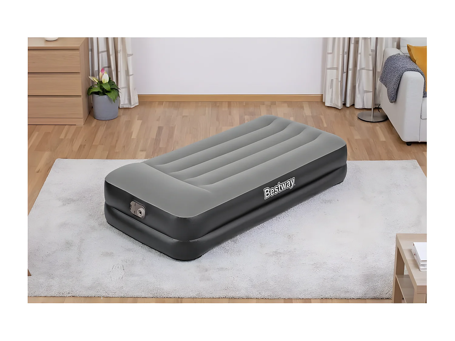 Matelas gonflable floqué avec pompe à air intégrée 191x97x46 cm FR812886