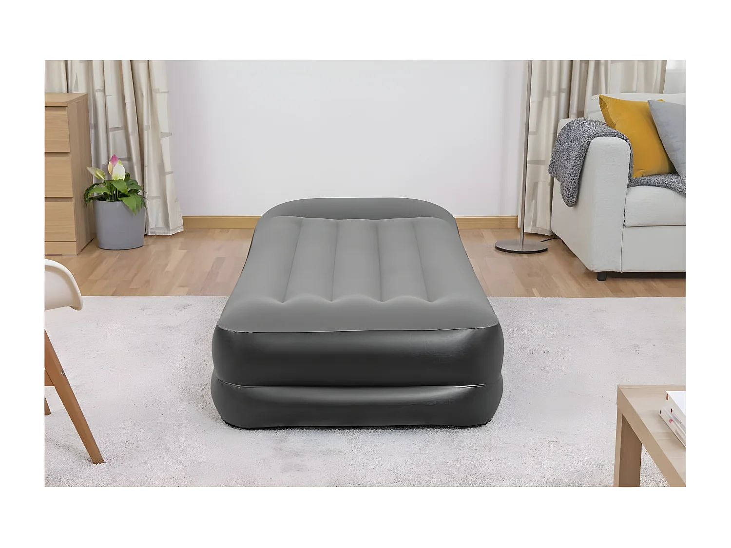 Matelas gonflable floqué avec pompe à air intégrée 191x97x46 cm FR812886