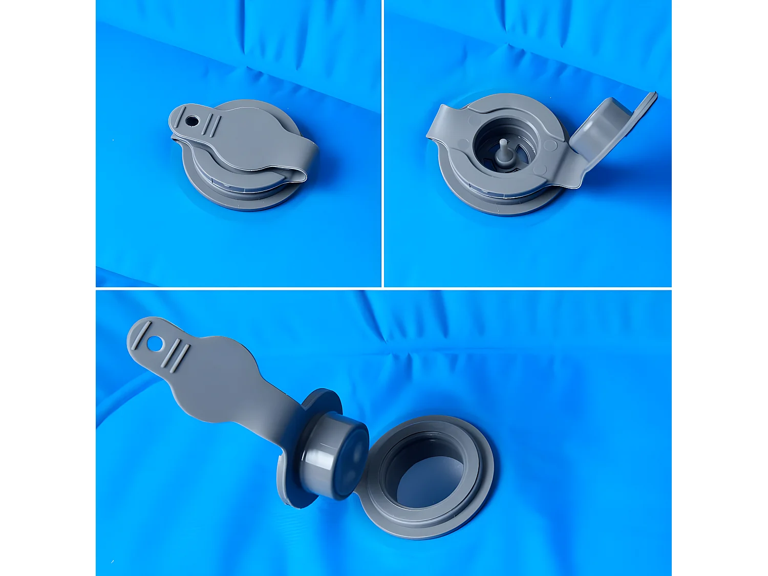 Matelas de camping autogonflant avec oreiller 1 personne bleu FR675660