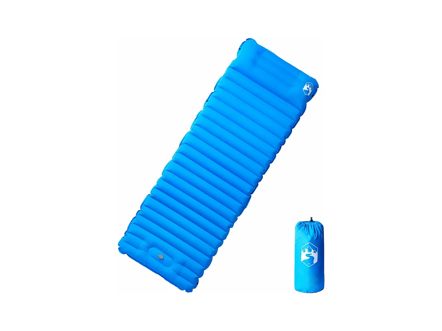 Matelas de camping autogonflant avec oreiller 1 personne bleu FR675660