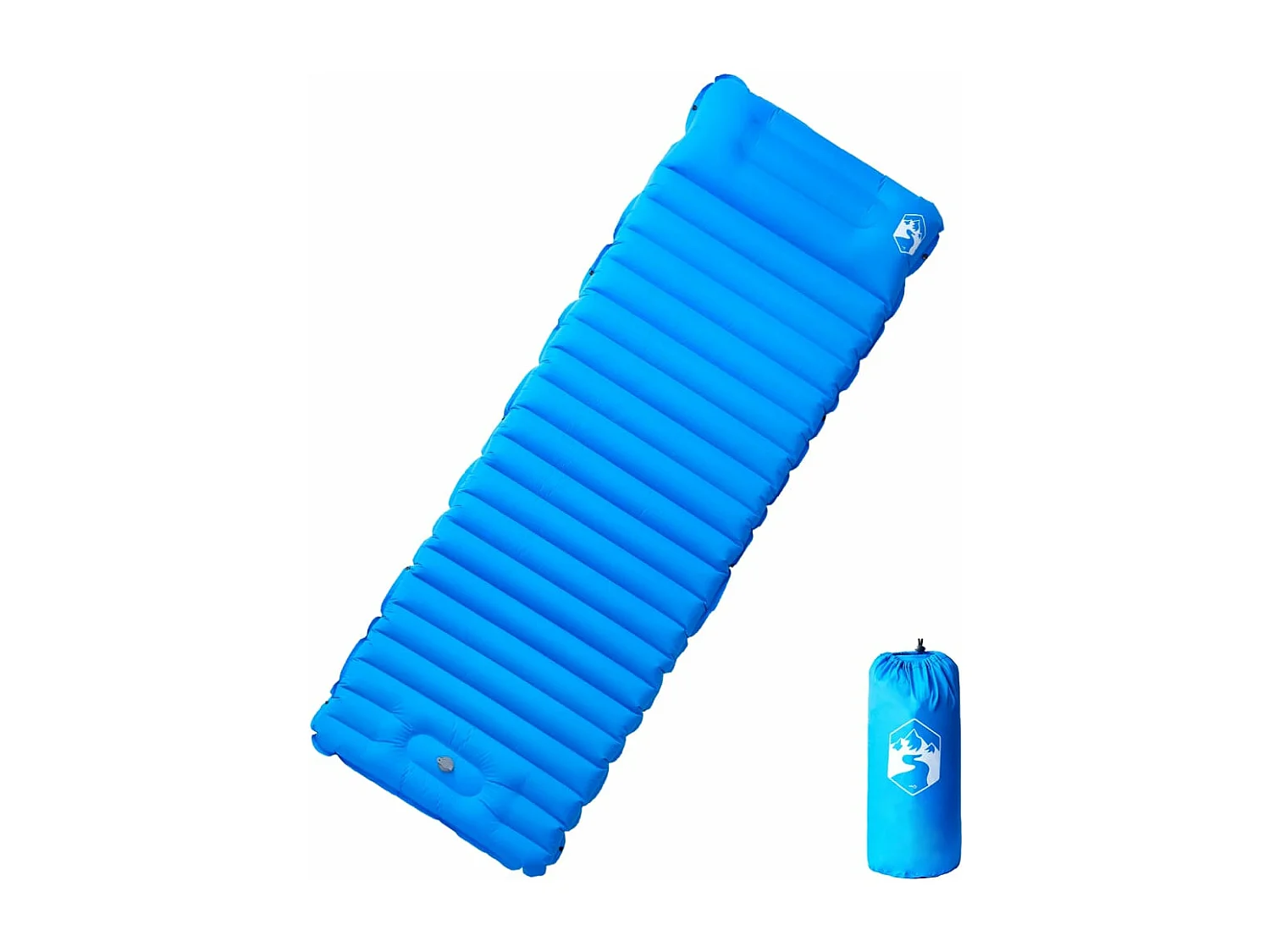 Colchón de camping autoinflable con almohada 1 persona azul ES864992