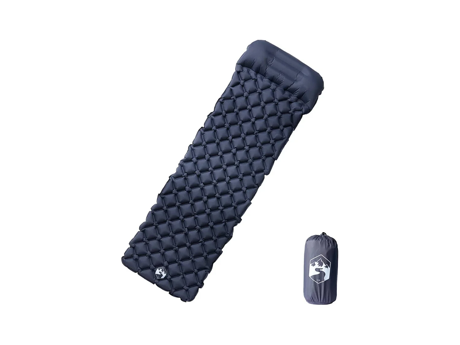 Matelas de camping gonflable avec oreiller 1 personne gris FR333018